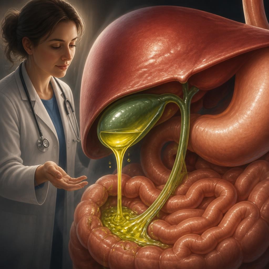 Illustration for the English word “bile”