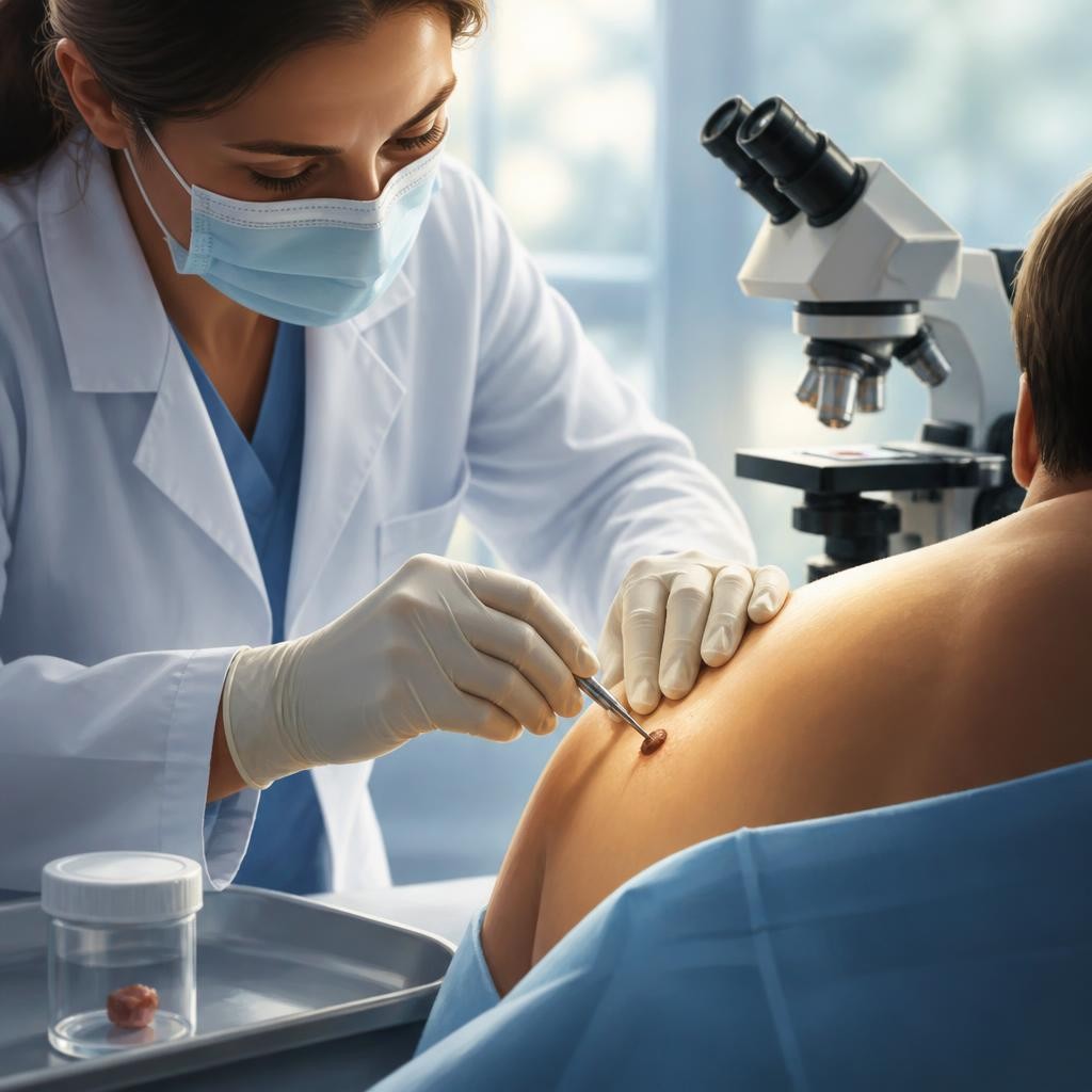 Illustration for the English word “biopsy”