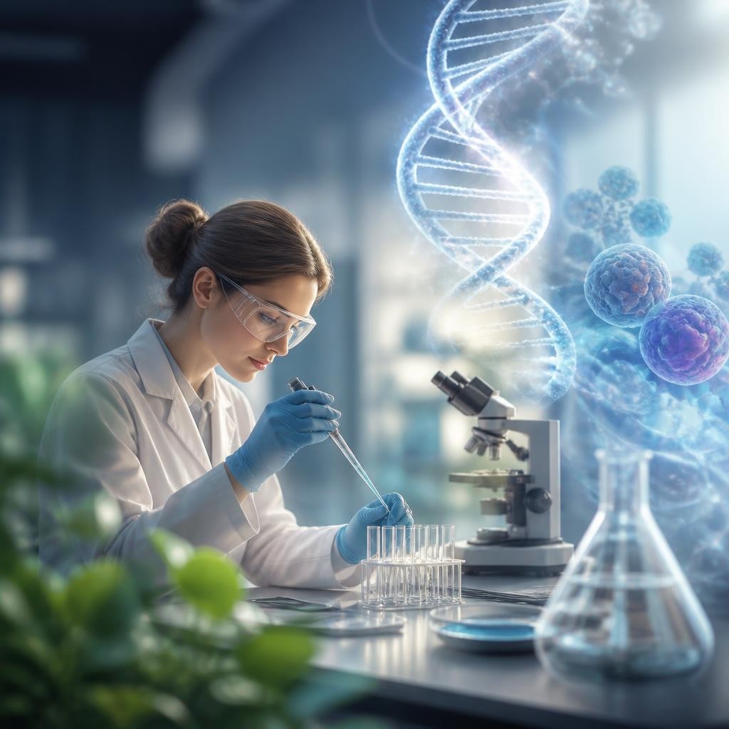 Illustration for the English word “biotechnology”