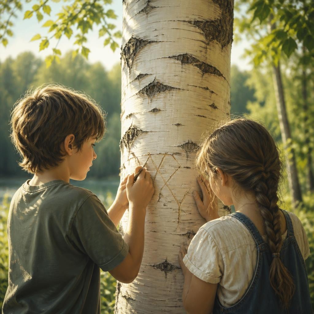 Illustration for the English word “birch”