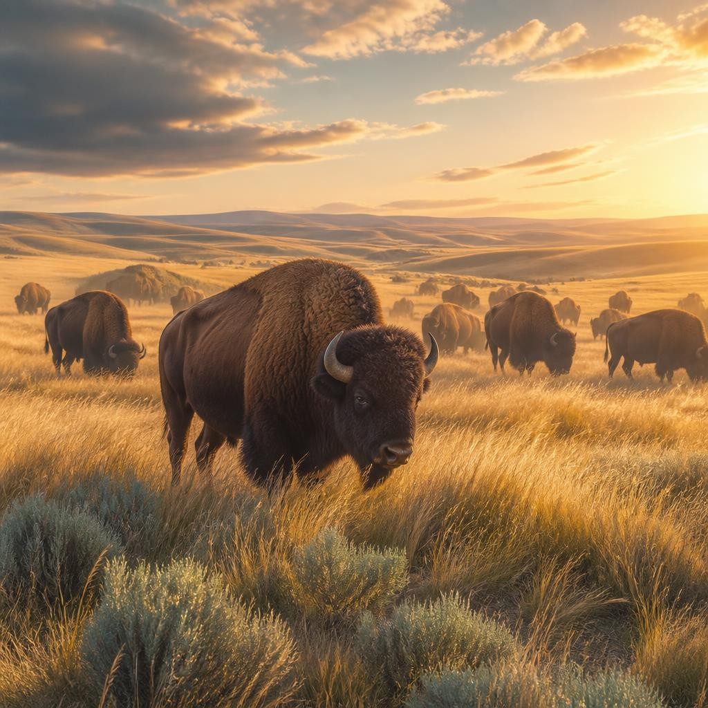 Illustration for the English word “bison”