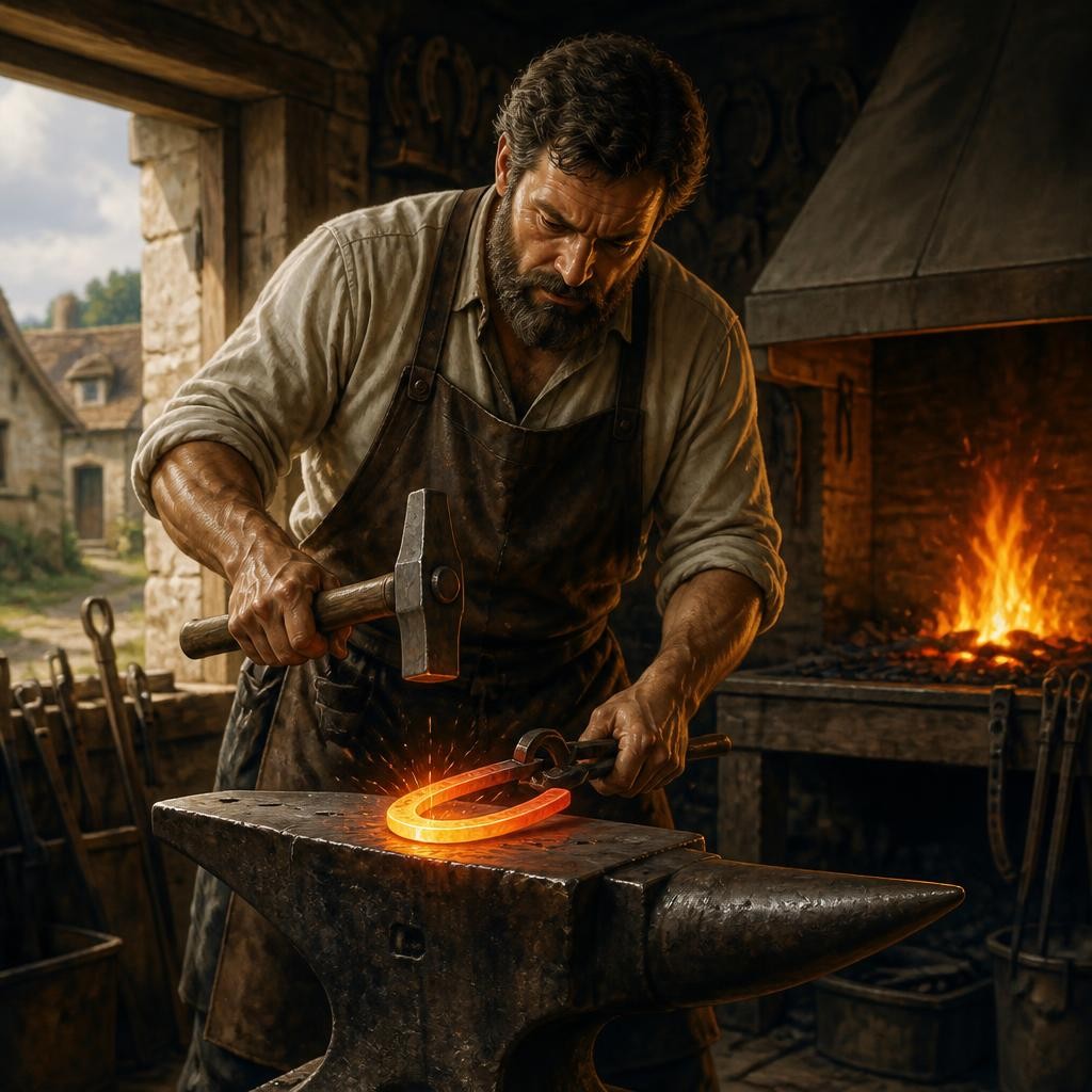 Illustration for the English word “blacksmith”