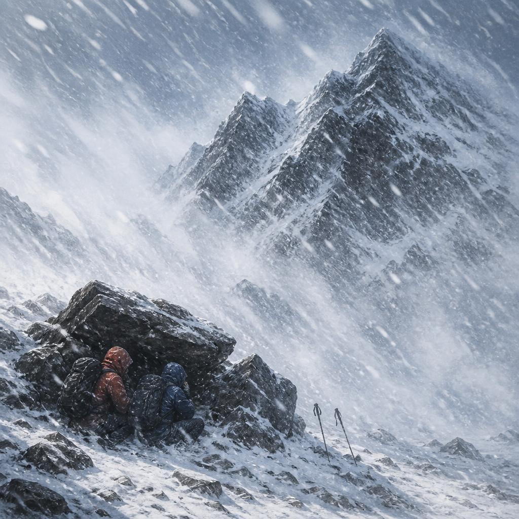 Illustration for the English word “blizzard”