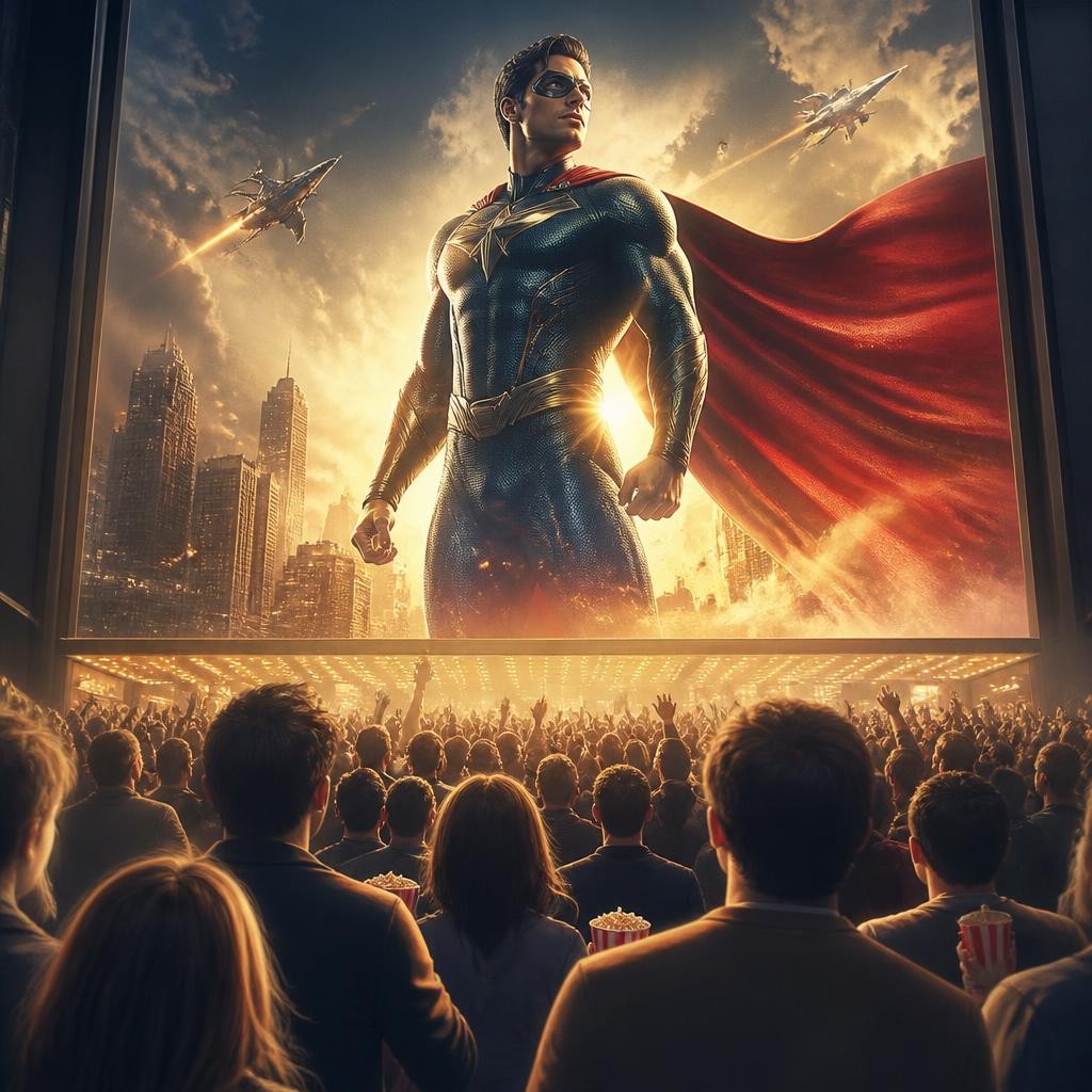 Illustration for the English word “blockbuster”