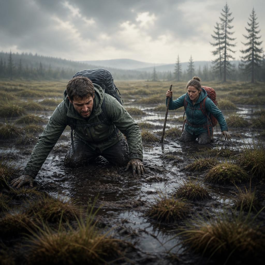 Illustration for the English word “bog”