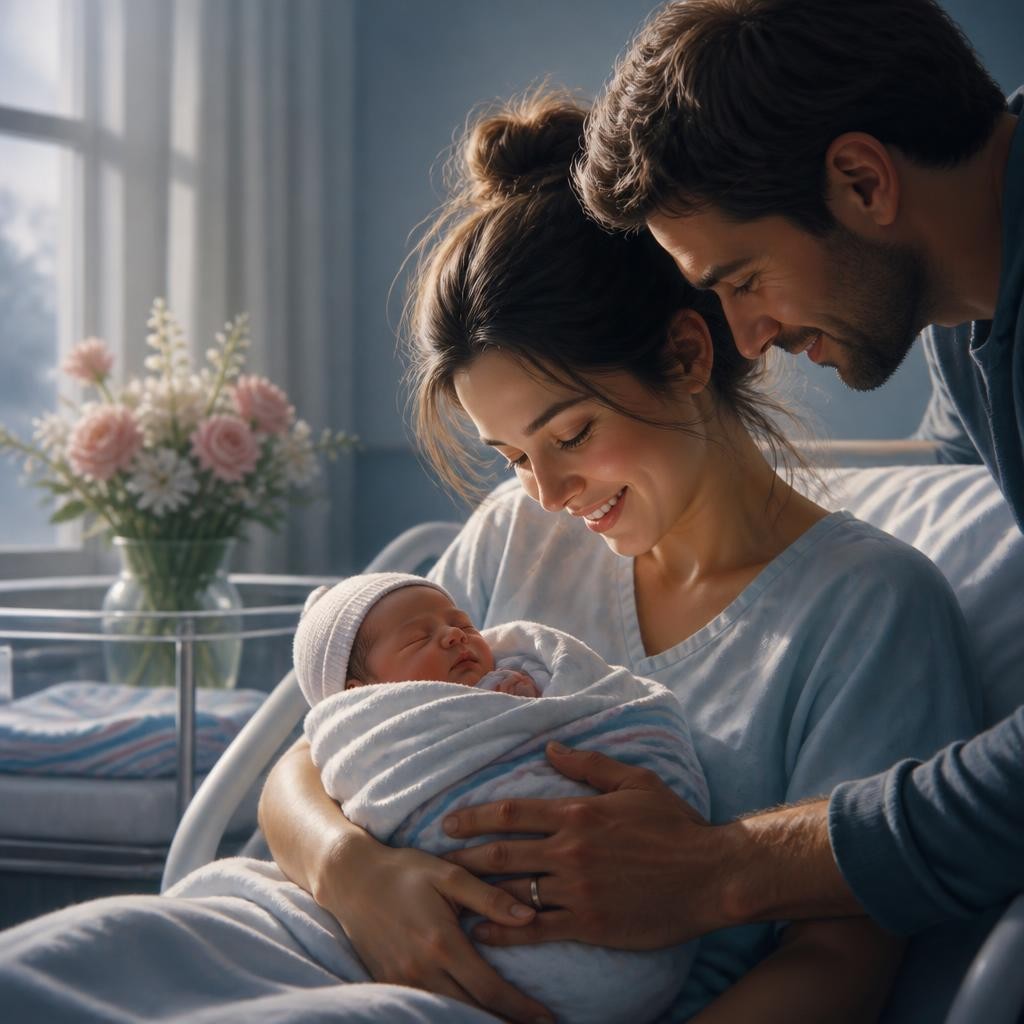 Illustration for the English word “born”