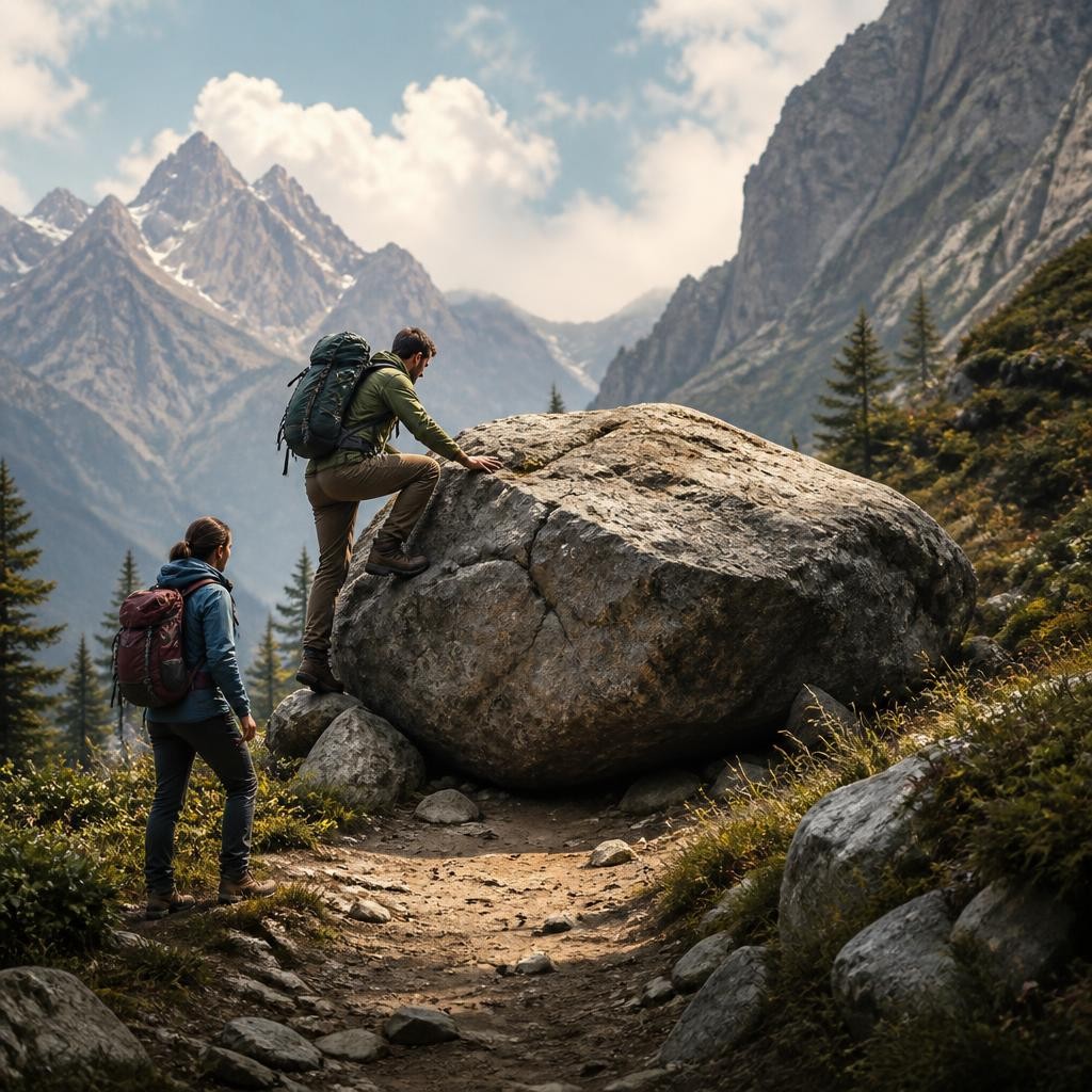 Illustration for the English word “boulder”