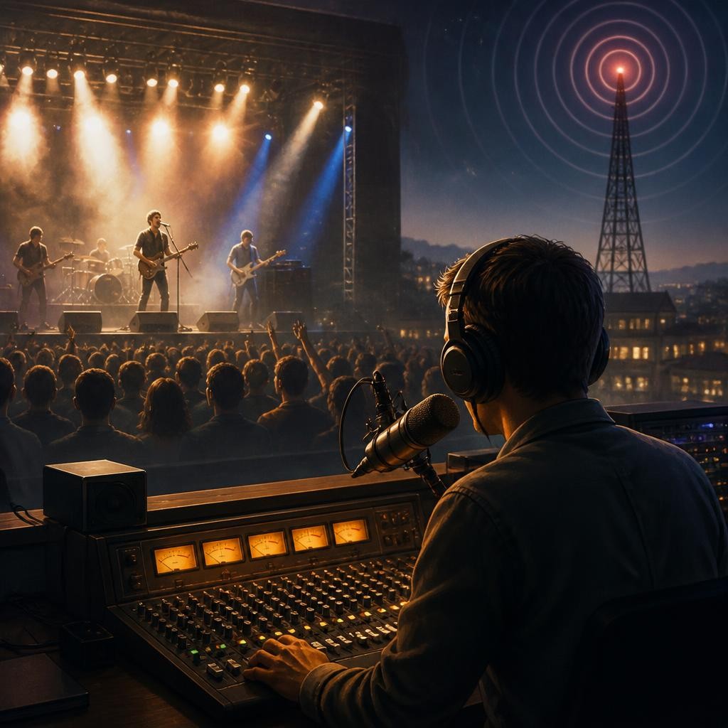 Illustration for the English word “broadcast”