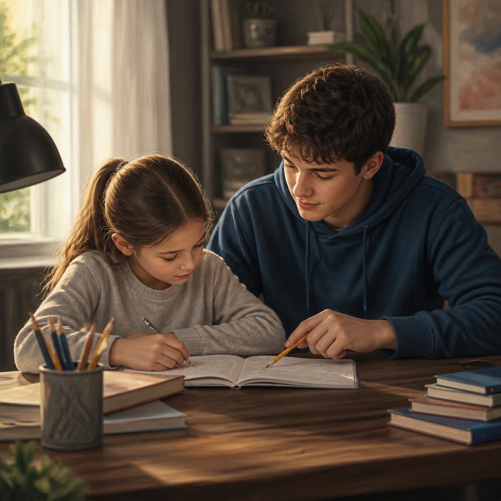 Illustration for the English word “brother”
