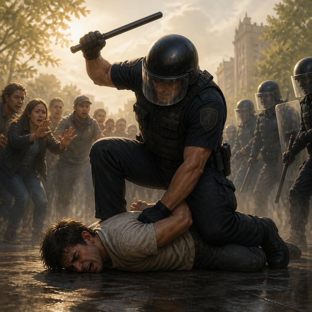 Illustration for the English word “brutality”