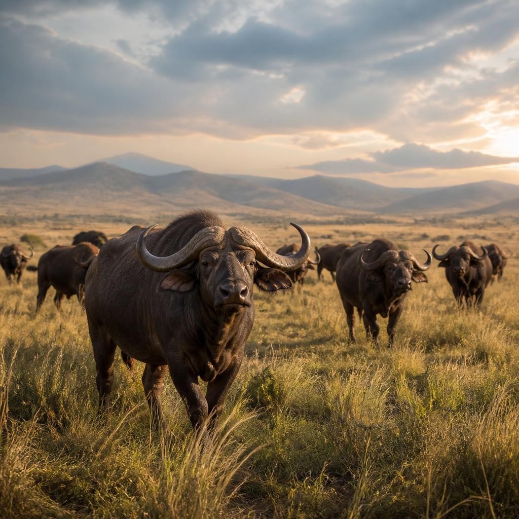 Illustration for the English word “buffalo”