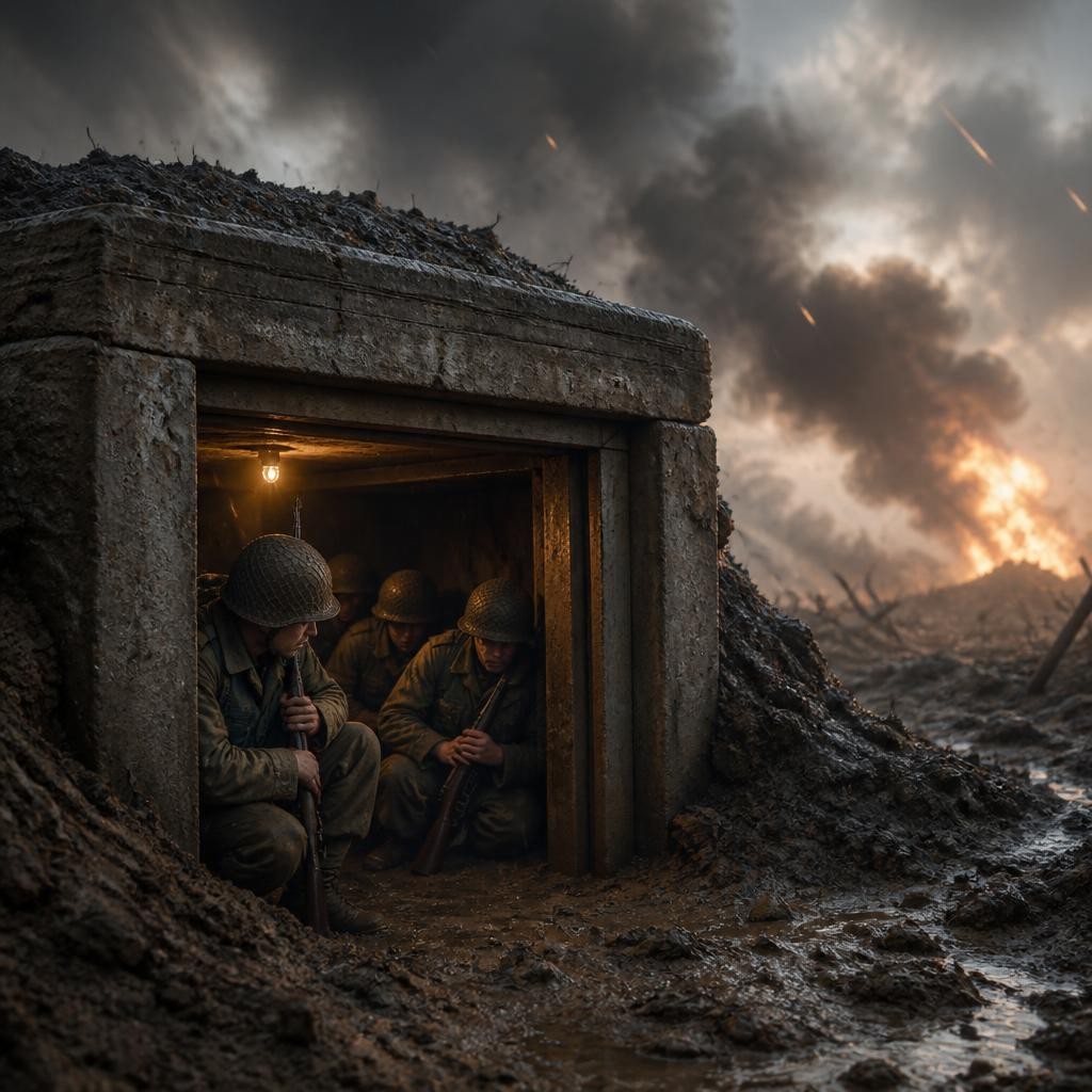 Illustration for the English word “bunker”