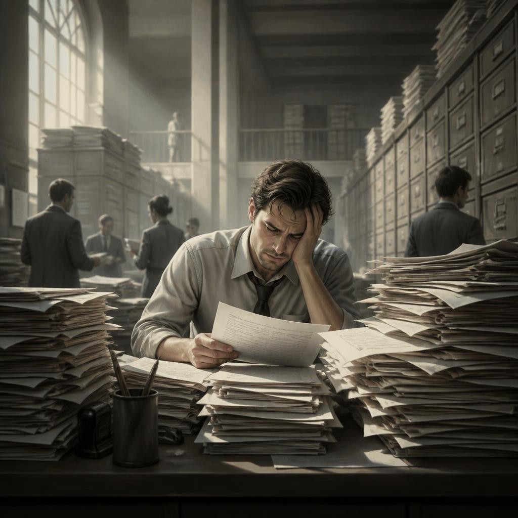 Illustration for the English word “bureaucratic”
