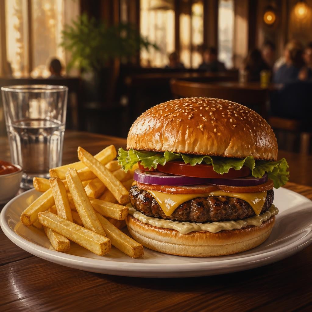 Illustration for the English word “burger”