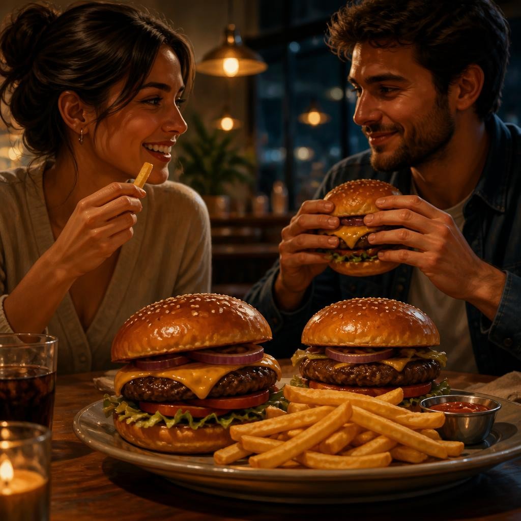 Illustration for the English word “burgers”