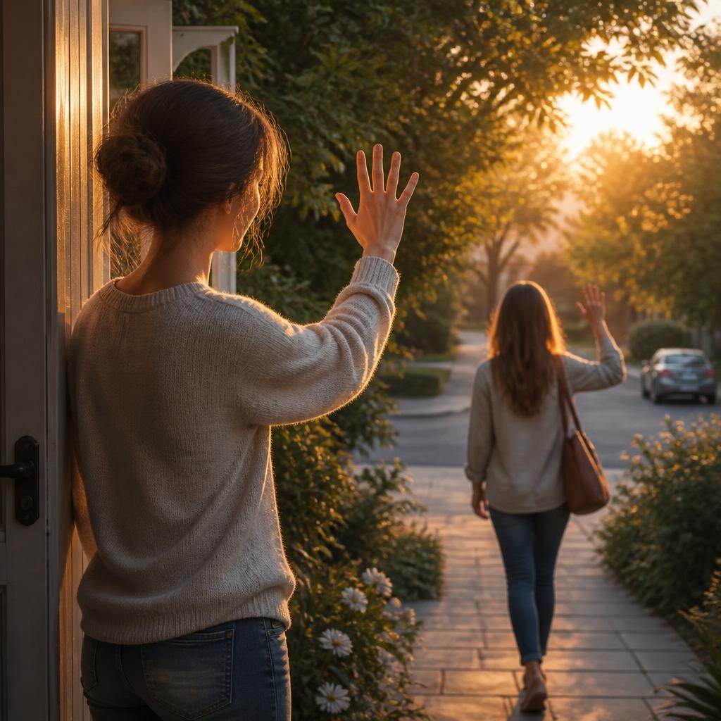 Illustration for the English word “bye”