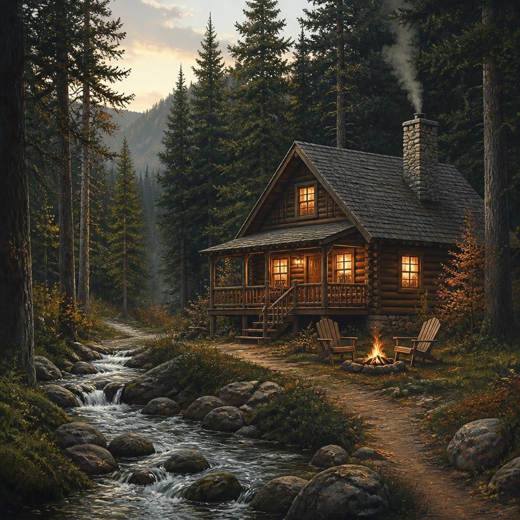 Illustration for the English word “cabin”
