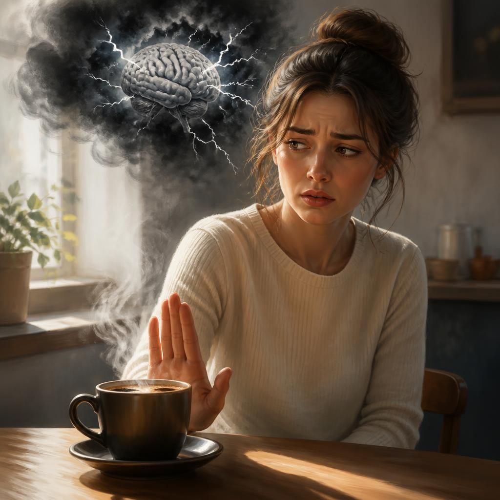 Illustration for the English word “caffeine”