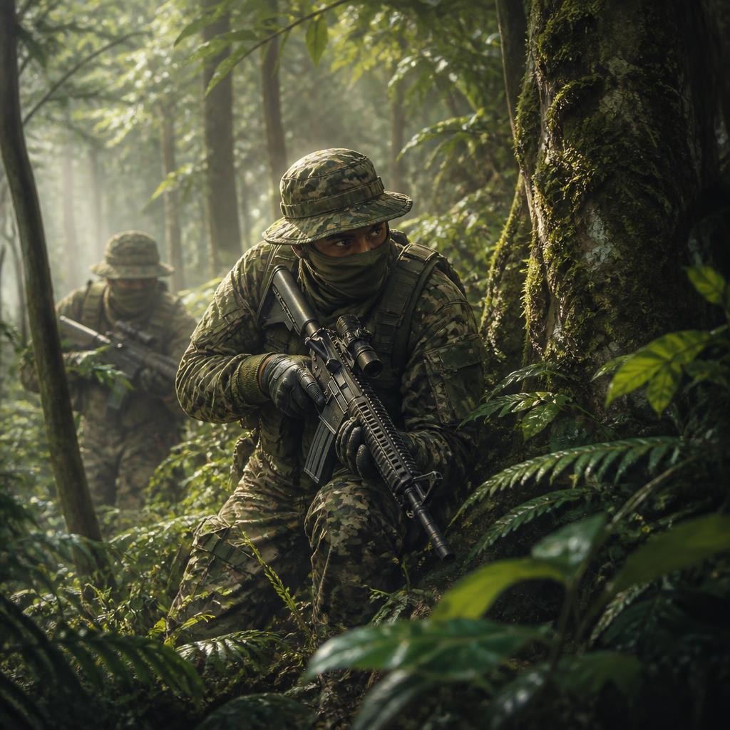Illustration for the English word “camouflage”