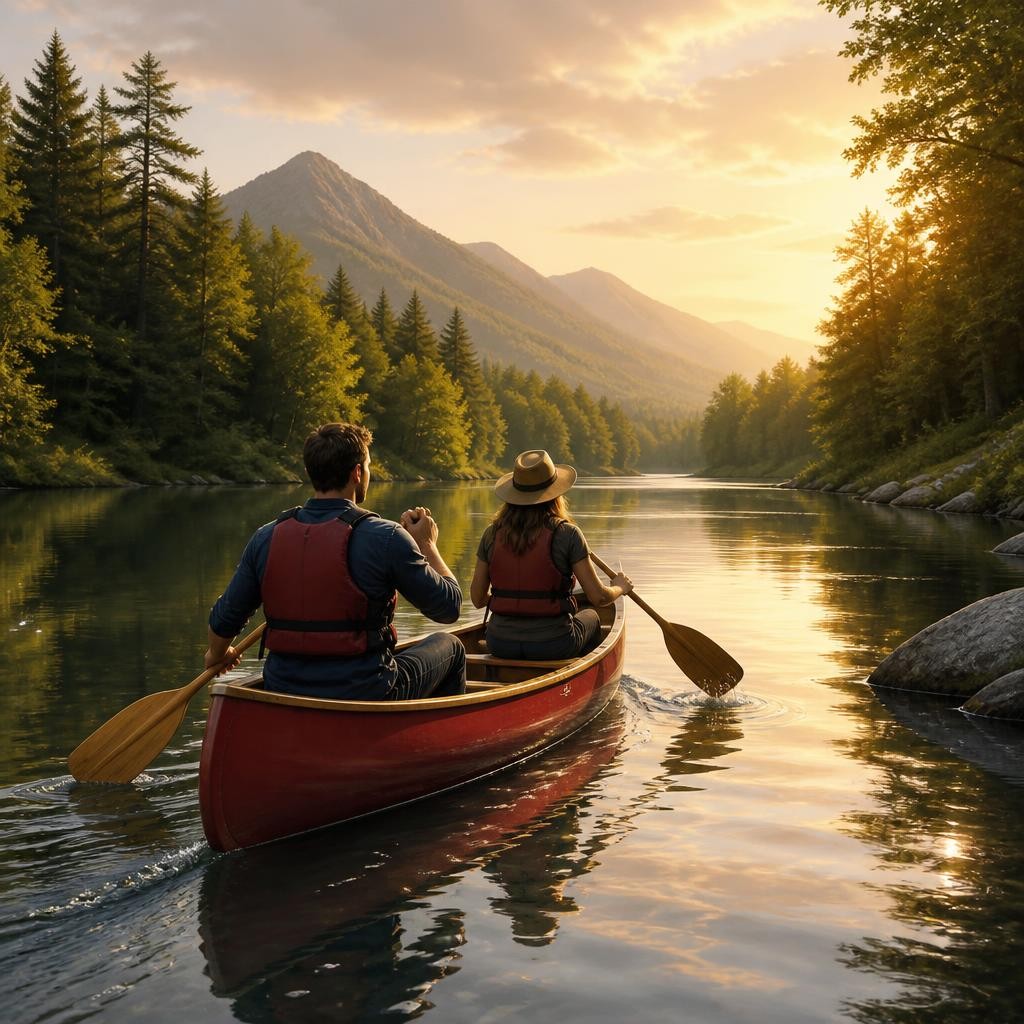 Illustration for the English word “canoe”