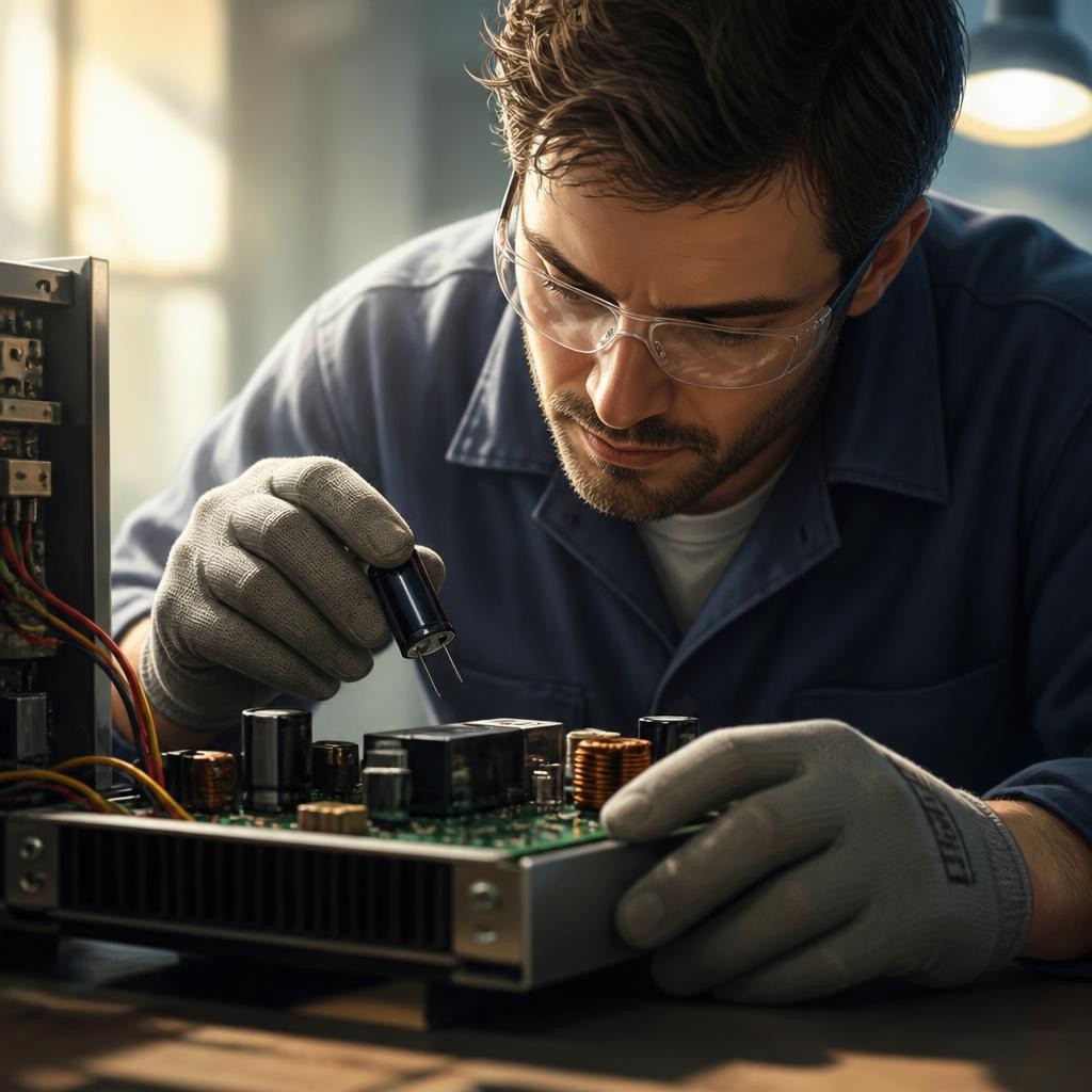 Illustration for the English word “capacitor”