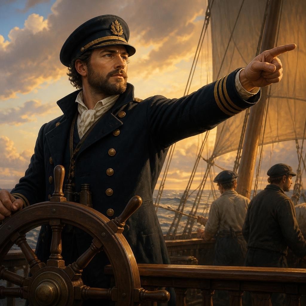 Illustration for the English word “captain”