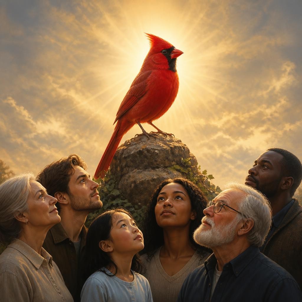 Illustration for the English word “cardinal”