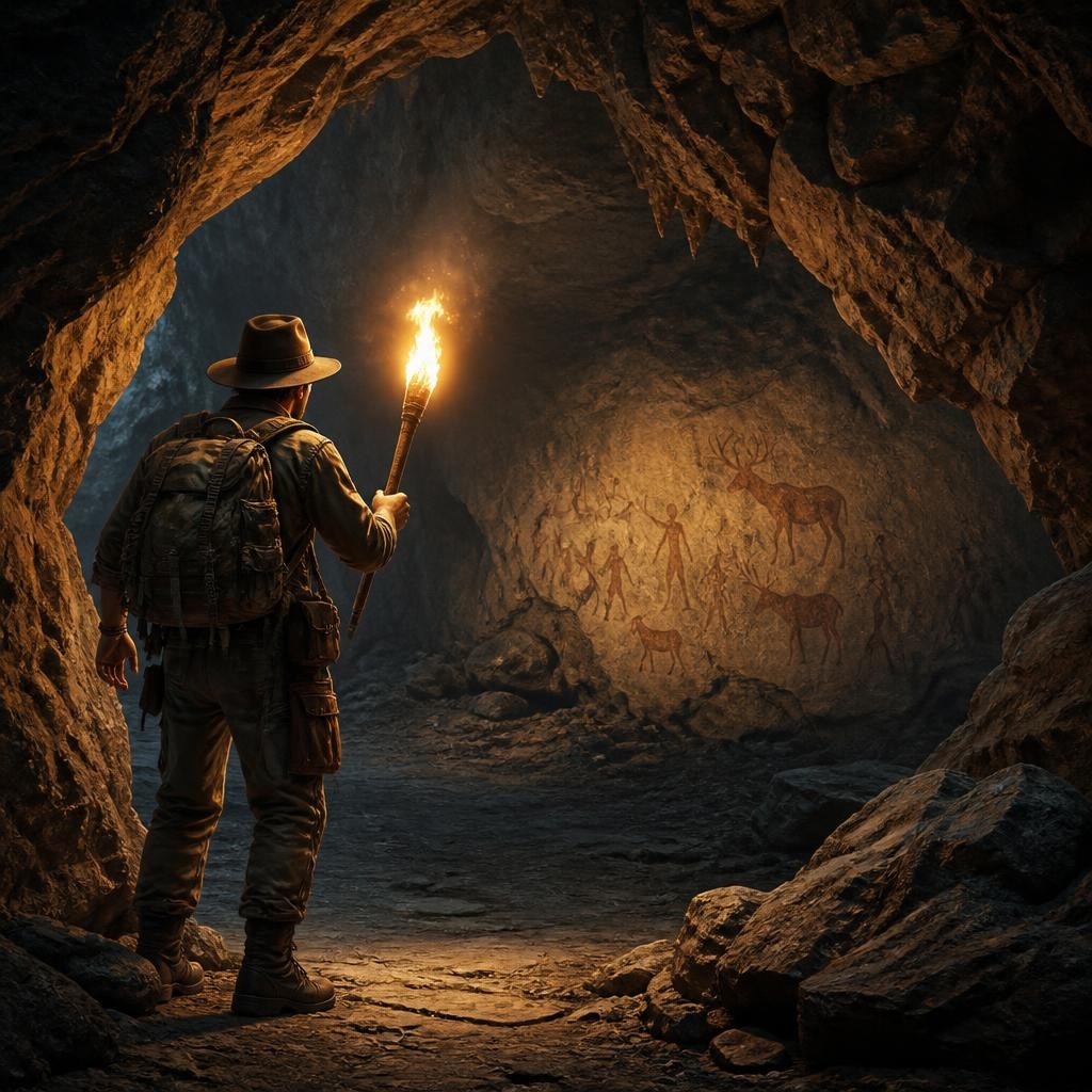 Illustration for the English word “cave”