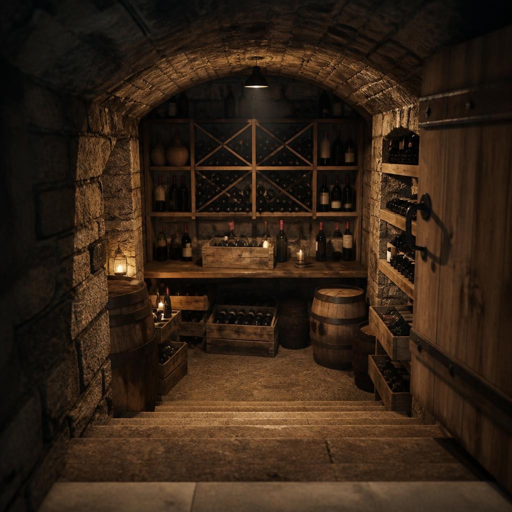 Illustration for the English word “cellar”
