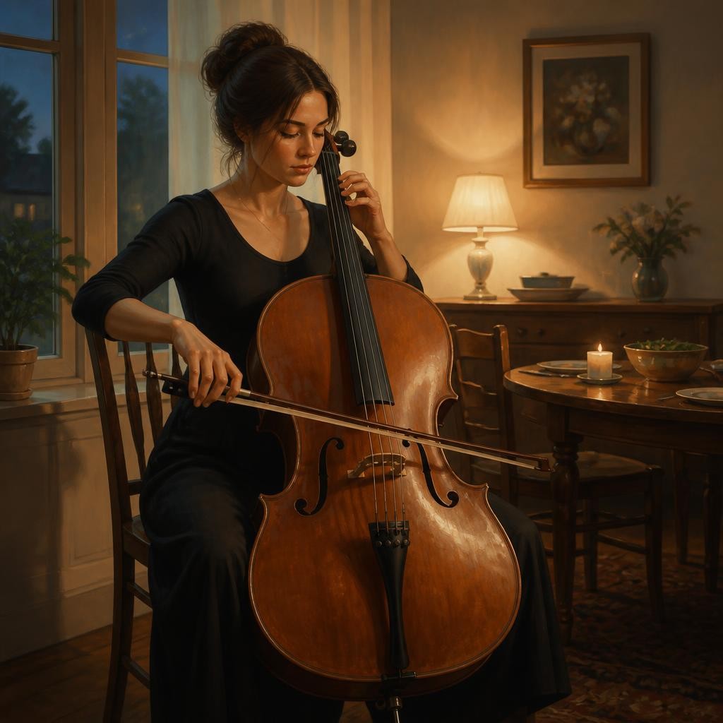 Illustration for the English word “cello”