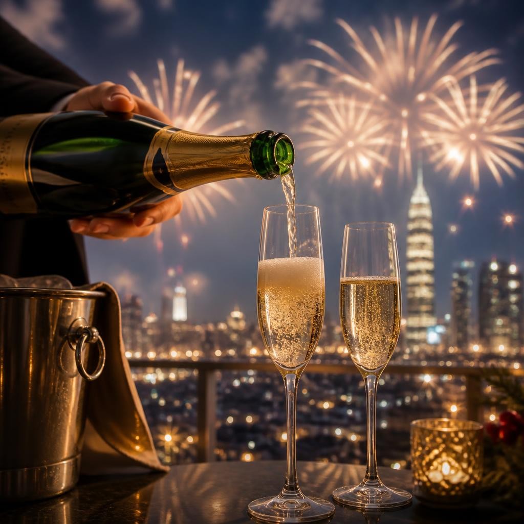 Illustration for the English word “champagne”