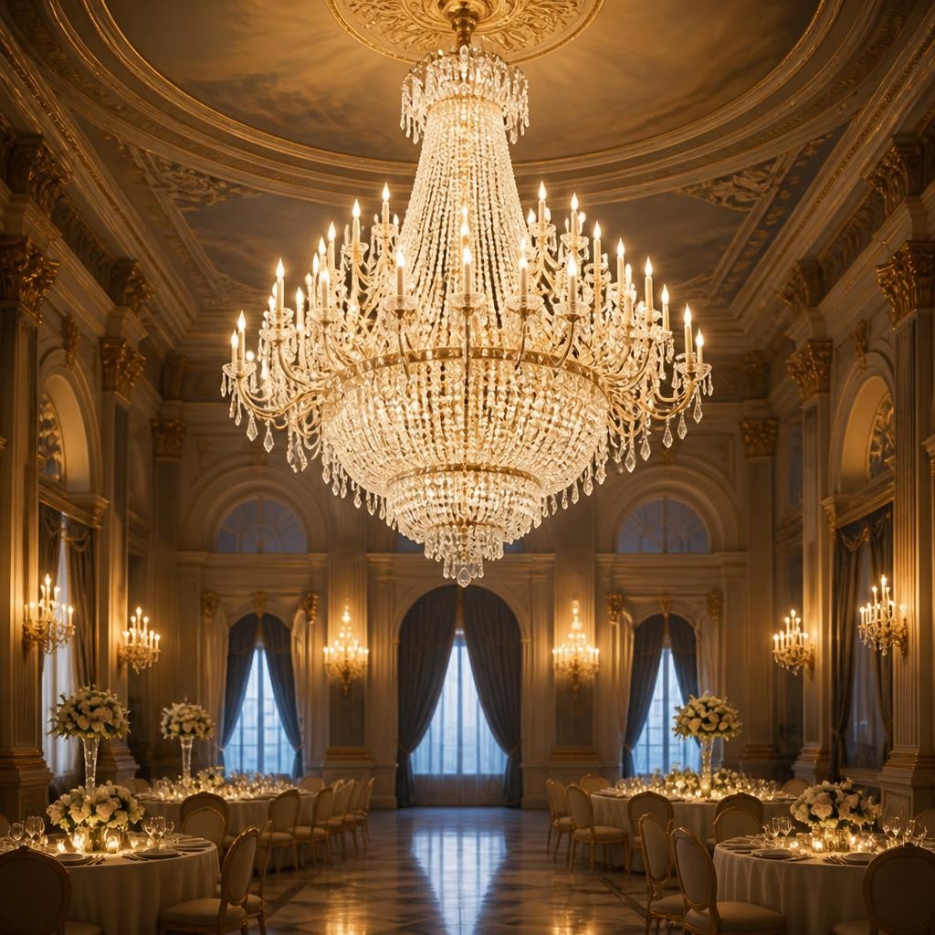 Illustration for the English word “chandelier”