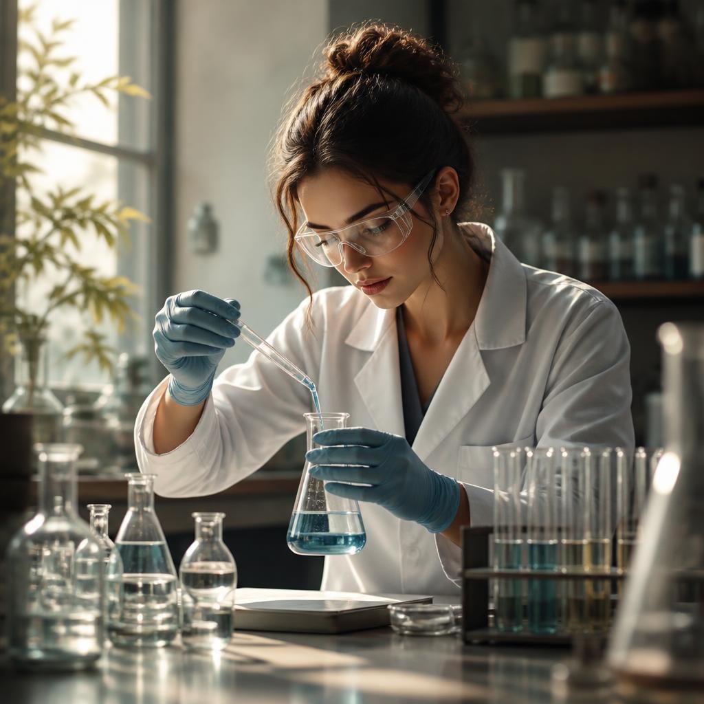 Illustration for the English word “chemist”