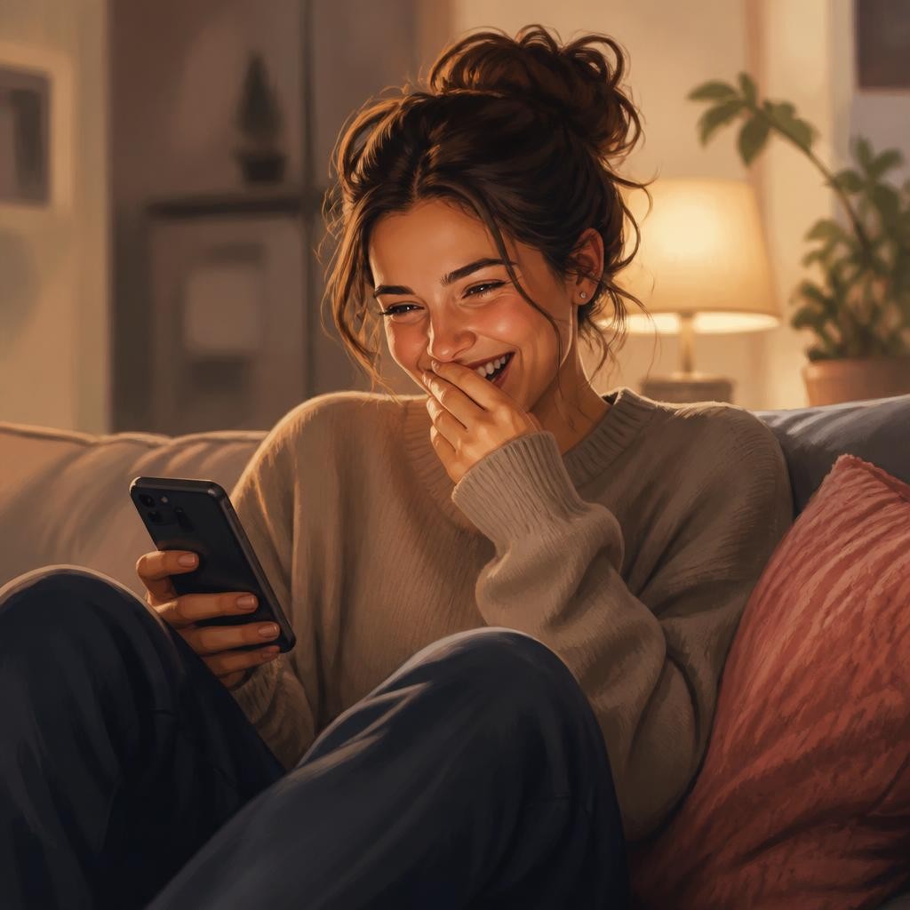 Illustration for the English word “chuckle”
