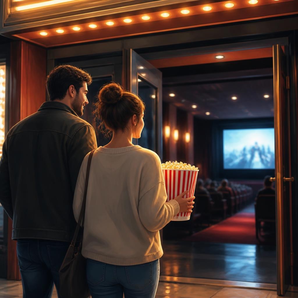 Illustration for the English word “cinema”