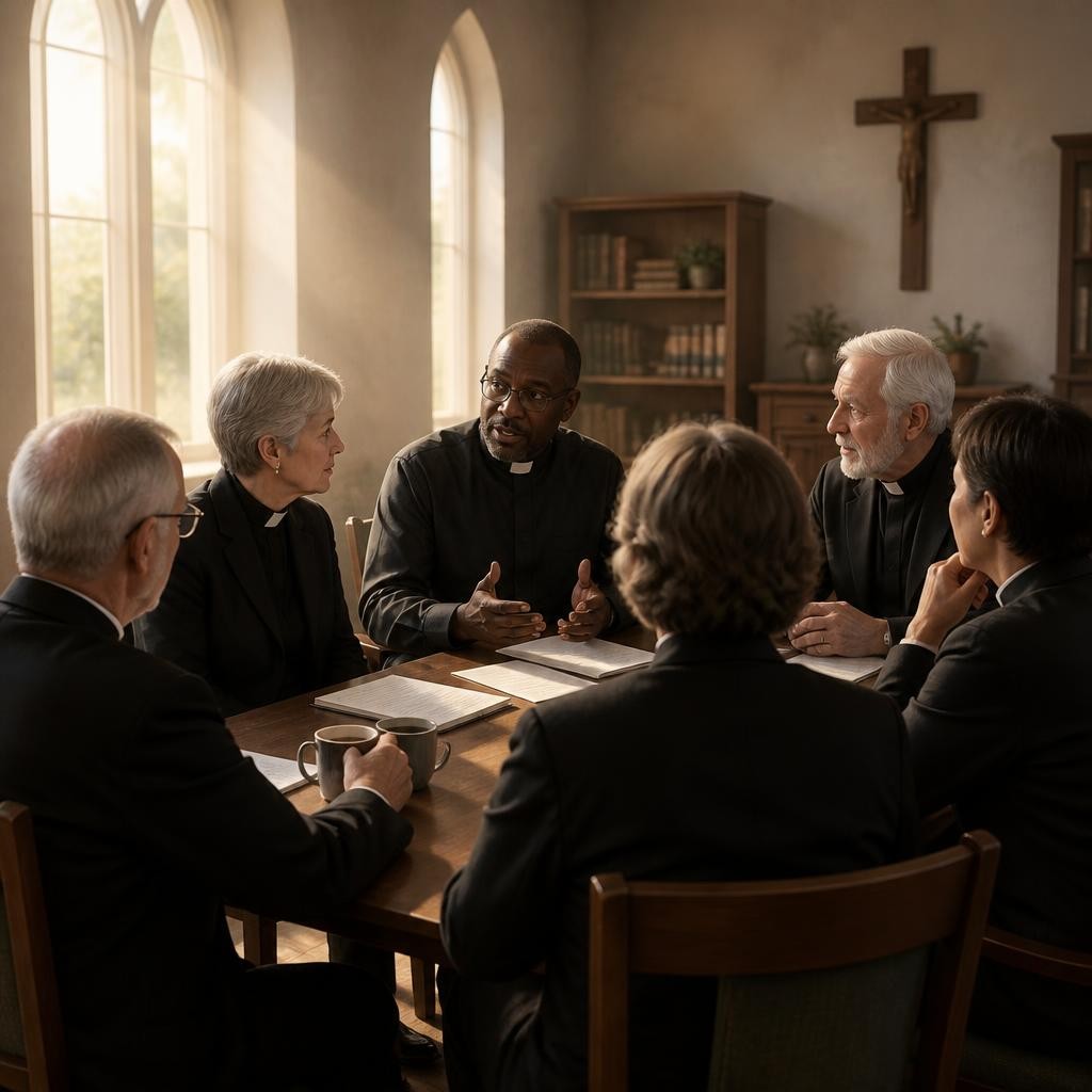 Illustration for the English word “clergy”