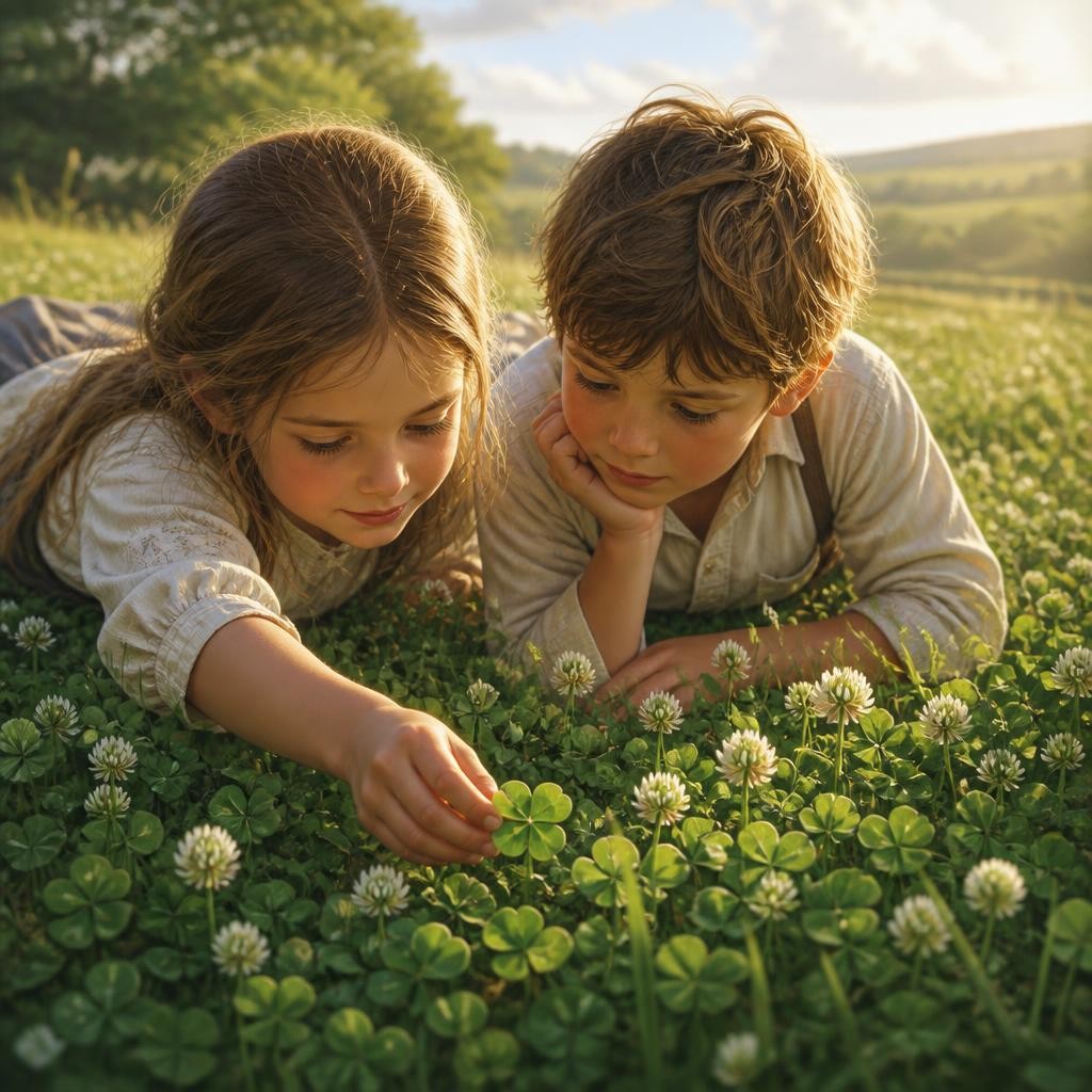 Illustration for the English word “clover”