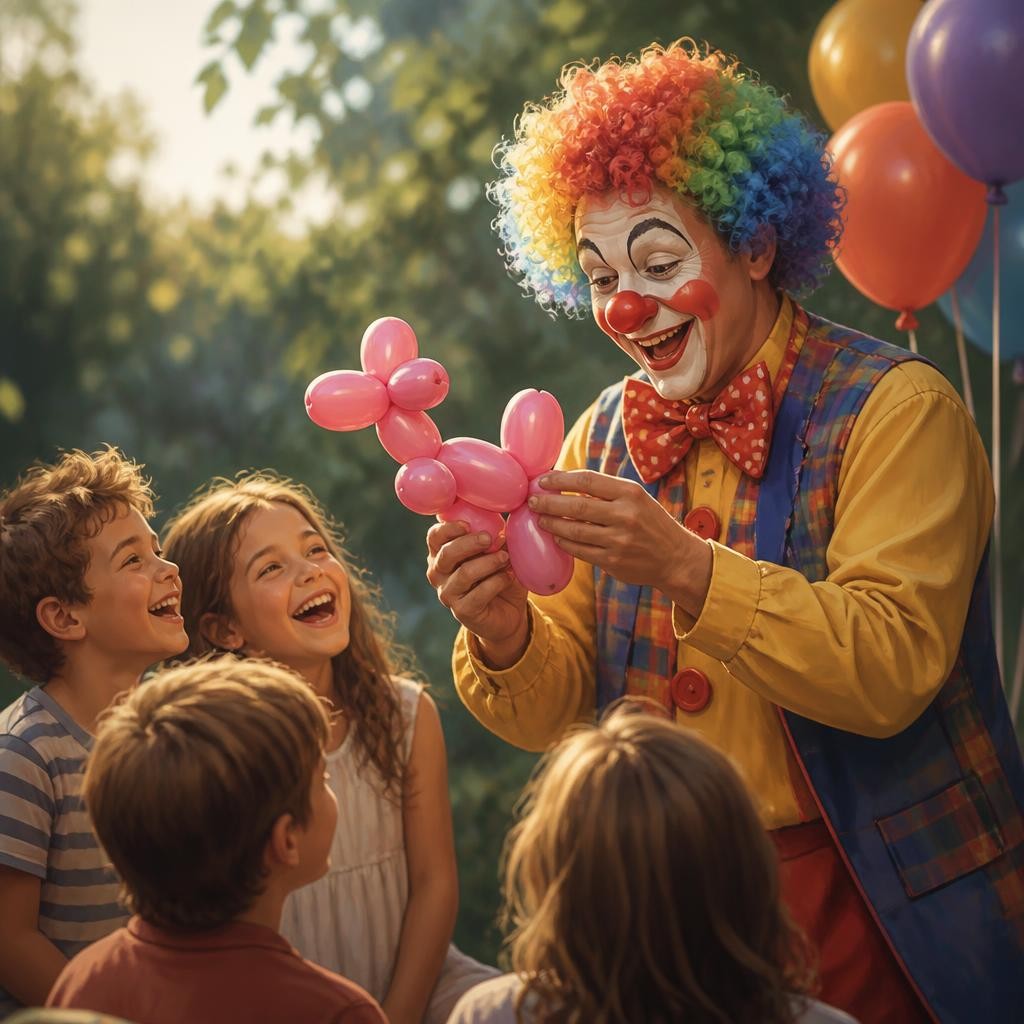 Illustration for the English word “clown”