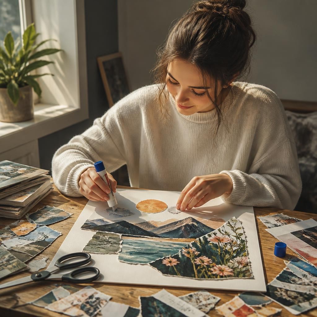 Illustration for the English word “collage”
