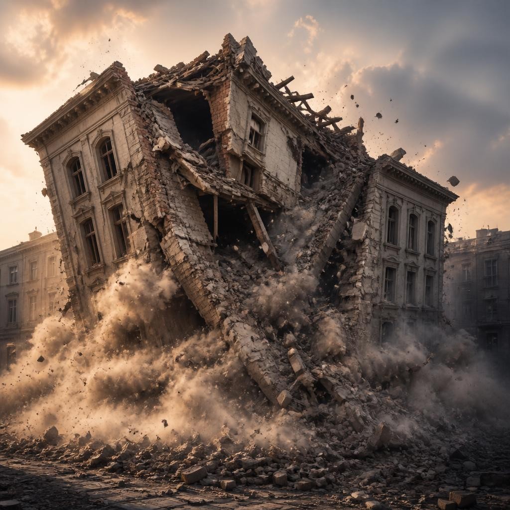 Illustration for the English word “collapse”