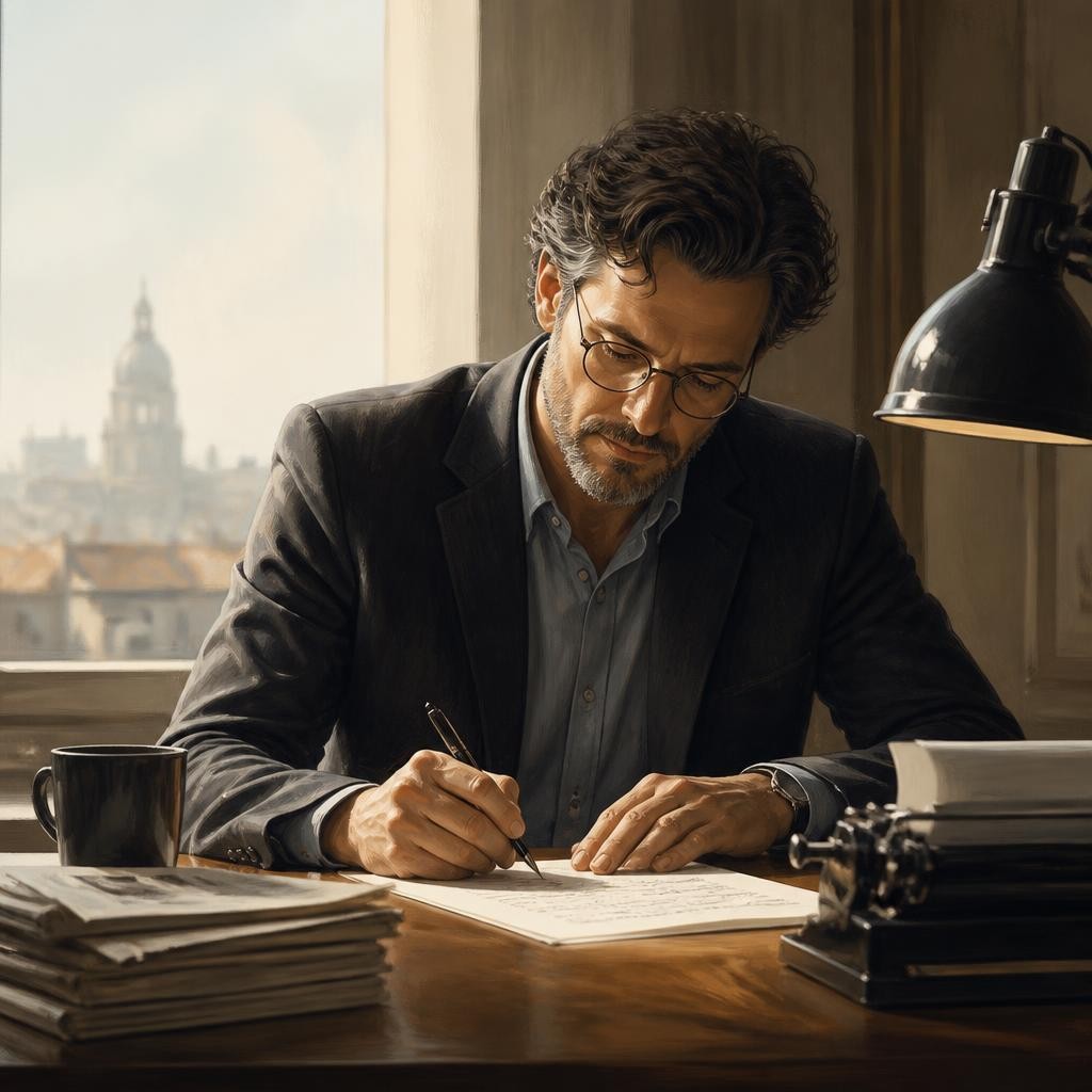 Illustration for the English word “columnist”