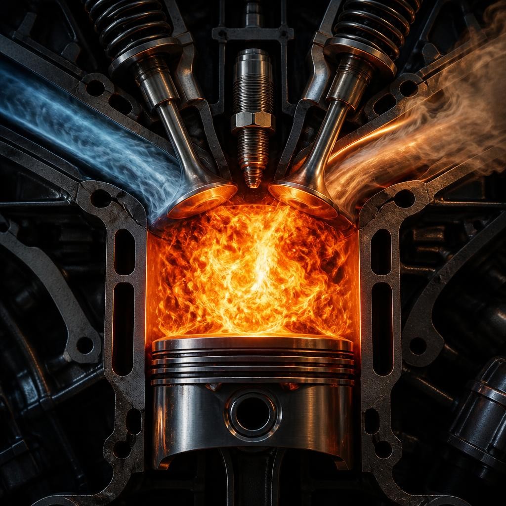 Illustration for the English word “combustion”