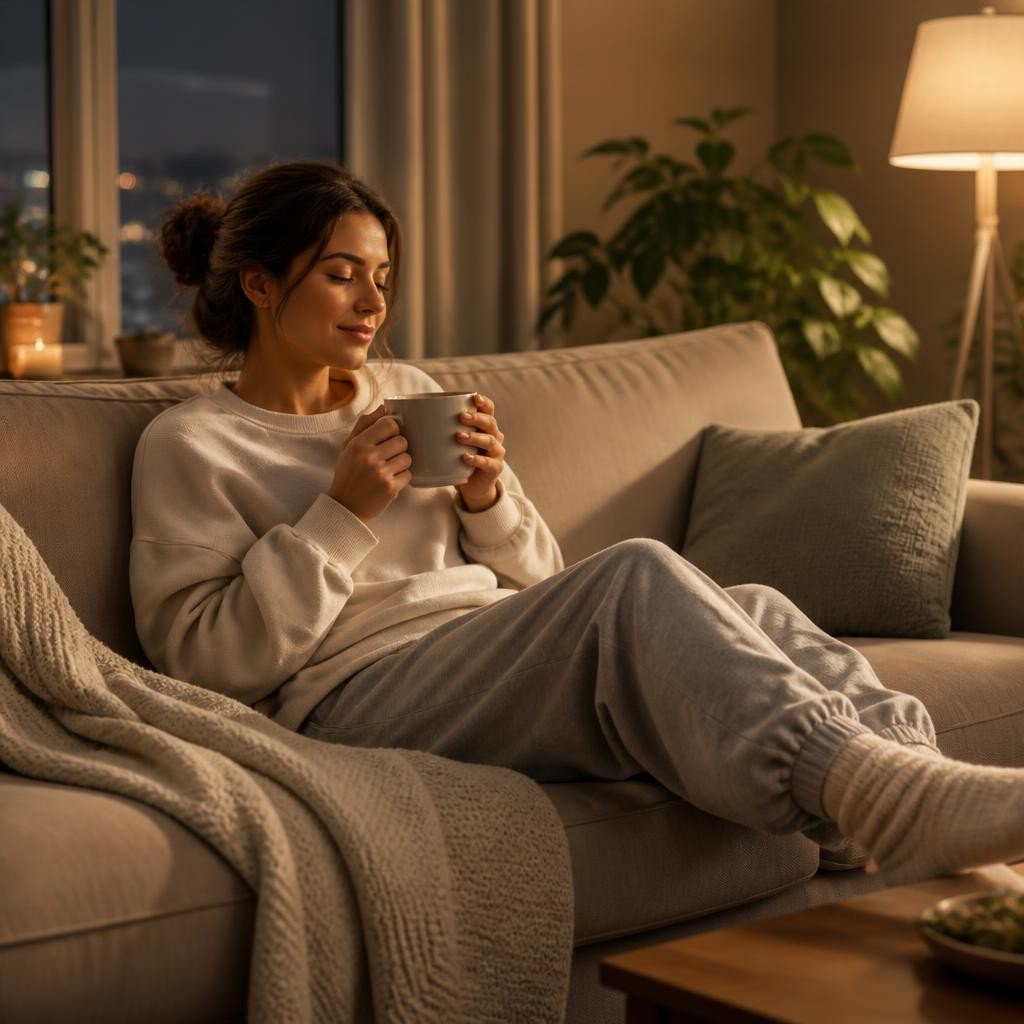 Illustration for the English word “comfy”