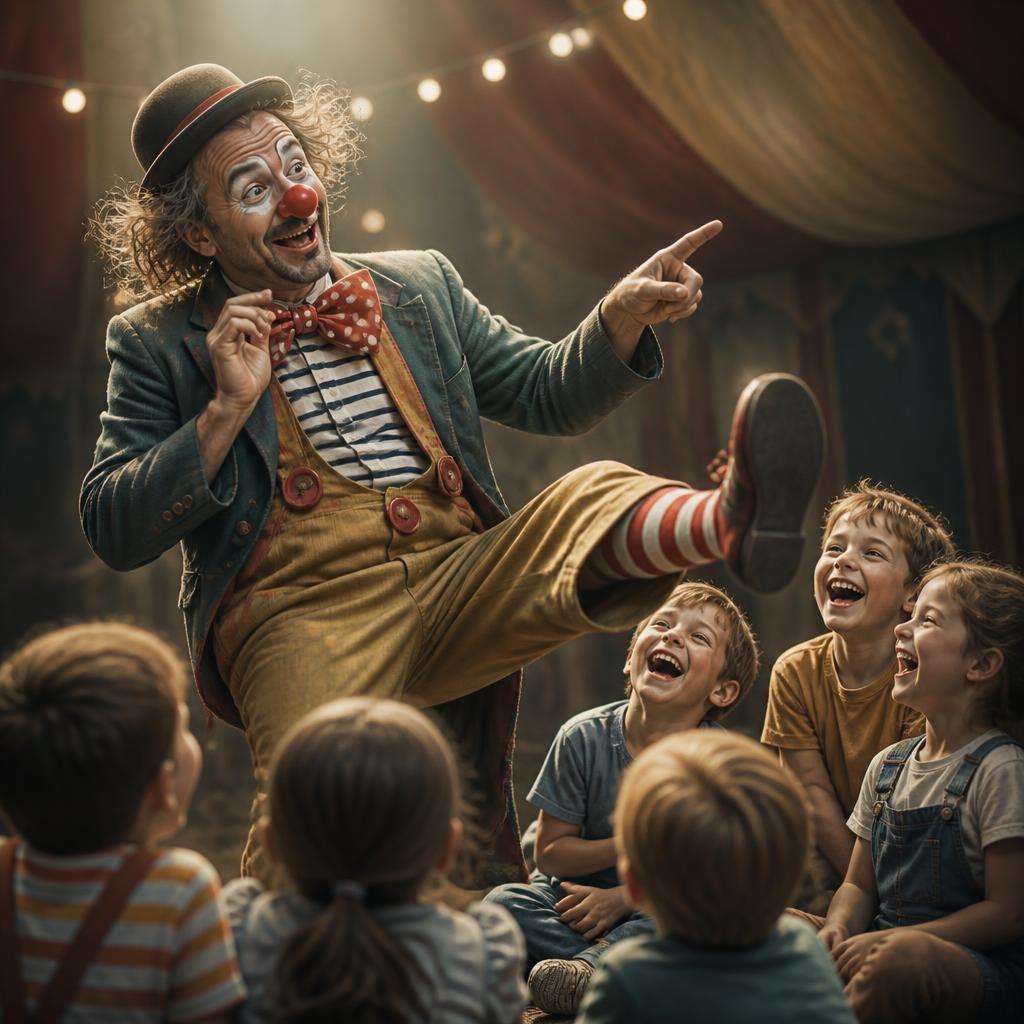 Illustration for the English word “comical”