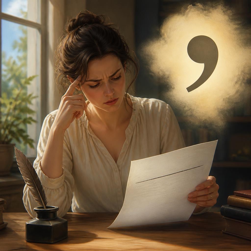 Illustration for the English word “comma”