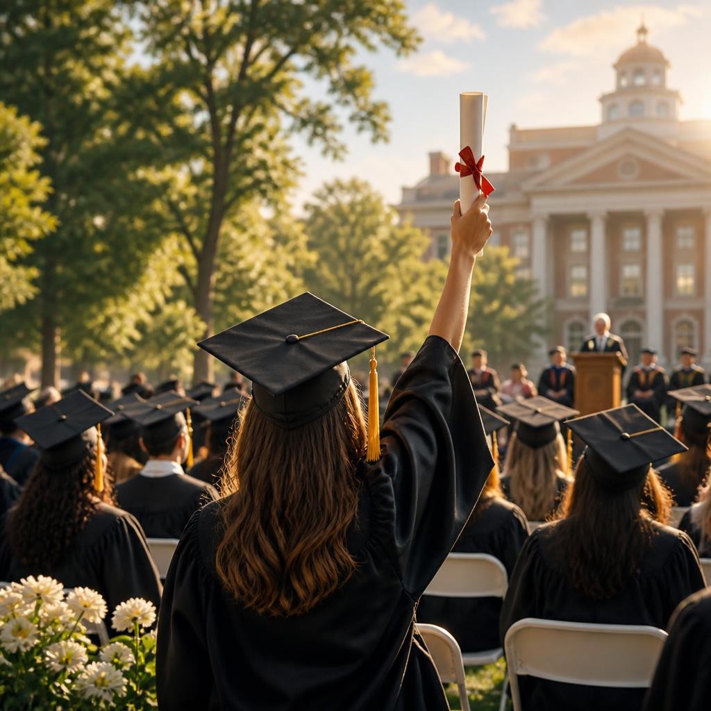 Illustration for the English word “commencement”