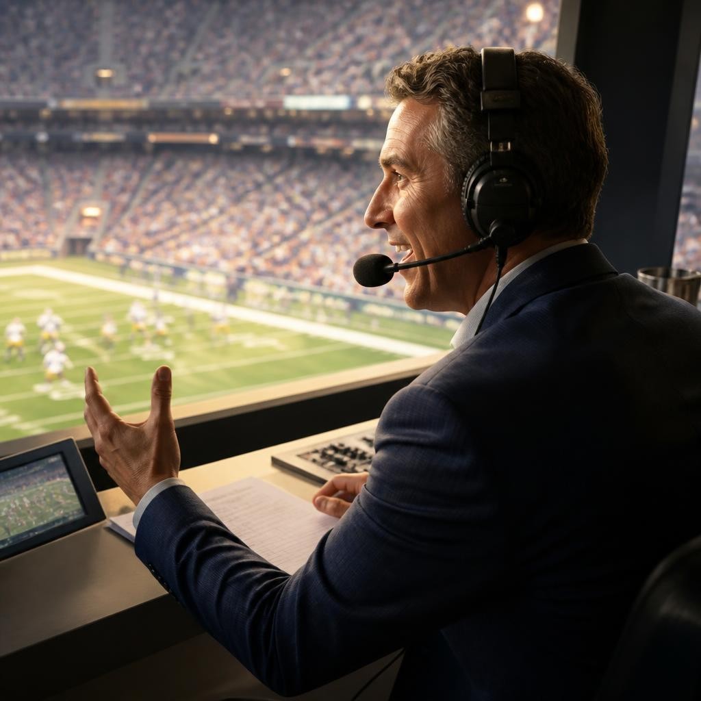 Illustration for the English word “commentator”