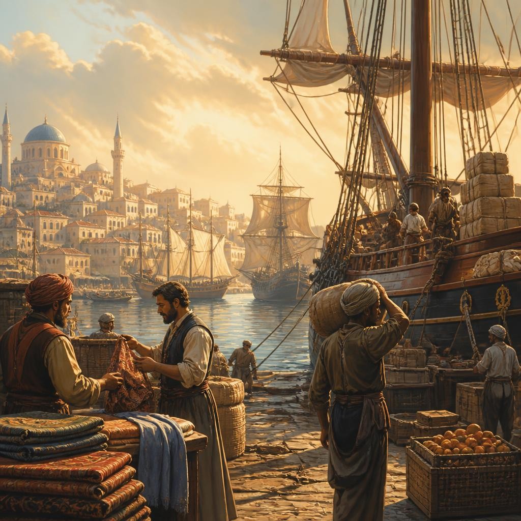 Illustration for the English word “commerce”
