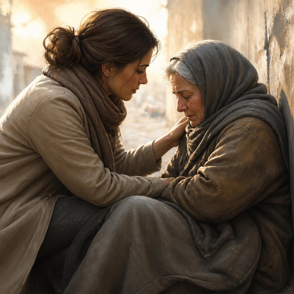 Illustration for the English word “compassion”