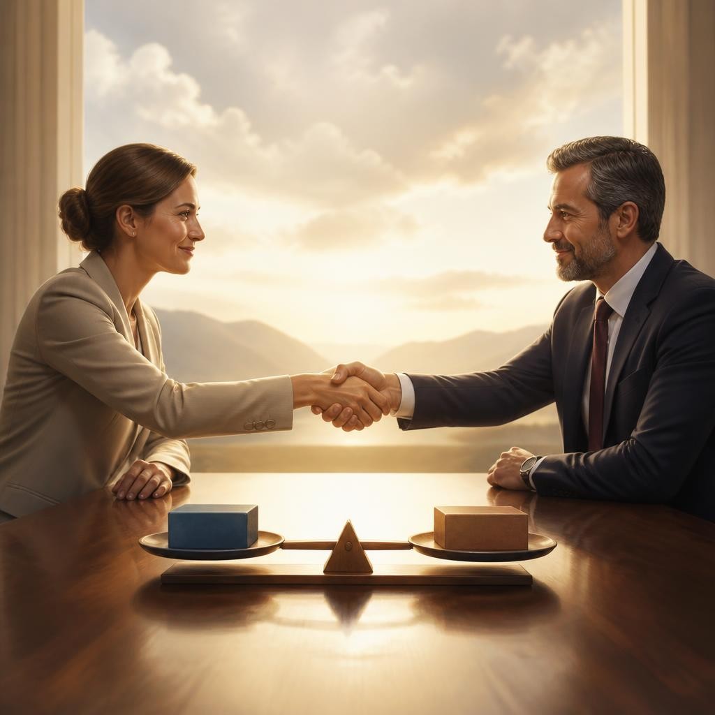 Illustration for the English word “compromise”